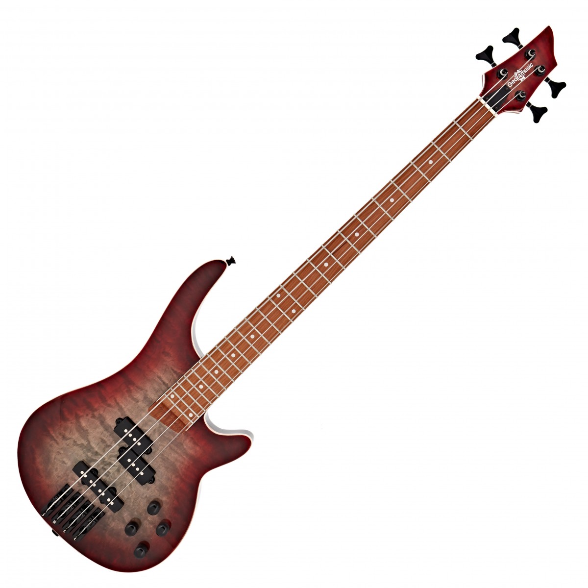 Chicago Select Bass Guitar by Gear4music Reverse Red Burst