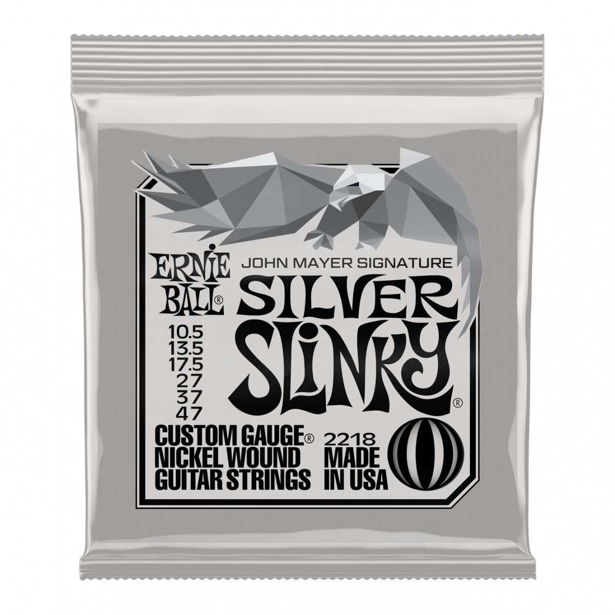 Ernie Ball 2218 John Mayer Silver Slinky 2218 Nickel Guitar Strings Set 10.5-47