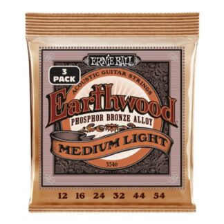 Ernie Ball P03546 Earthwood Phosphor Bronze Med/Light 12-54 (3 Set)