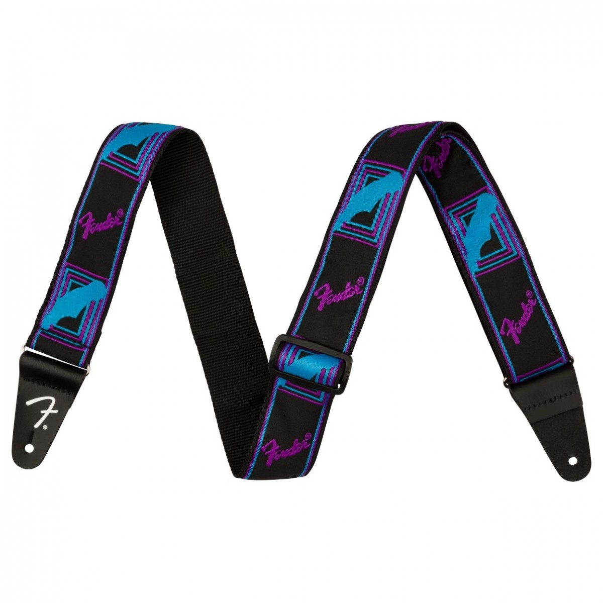 Fender Neon Monogram Guitar Strap Blue and Purple 2"