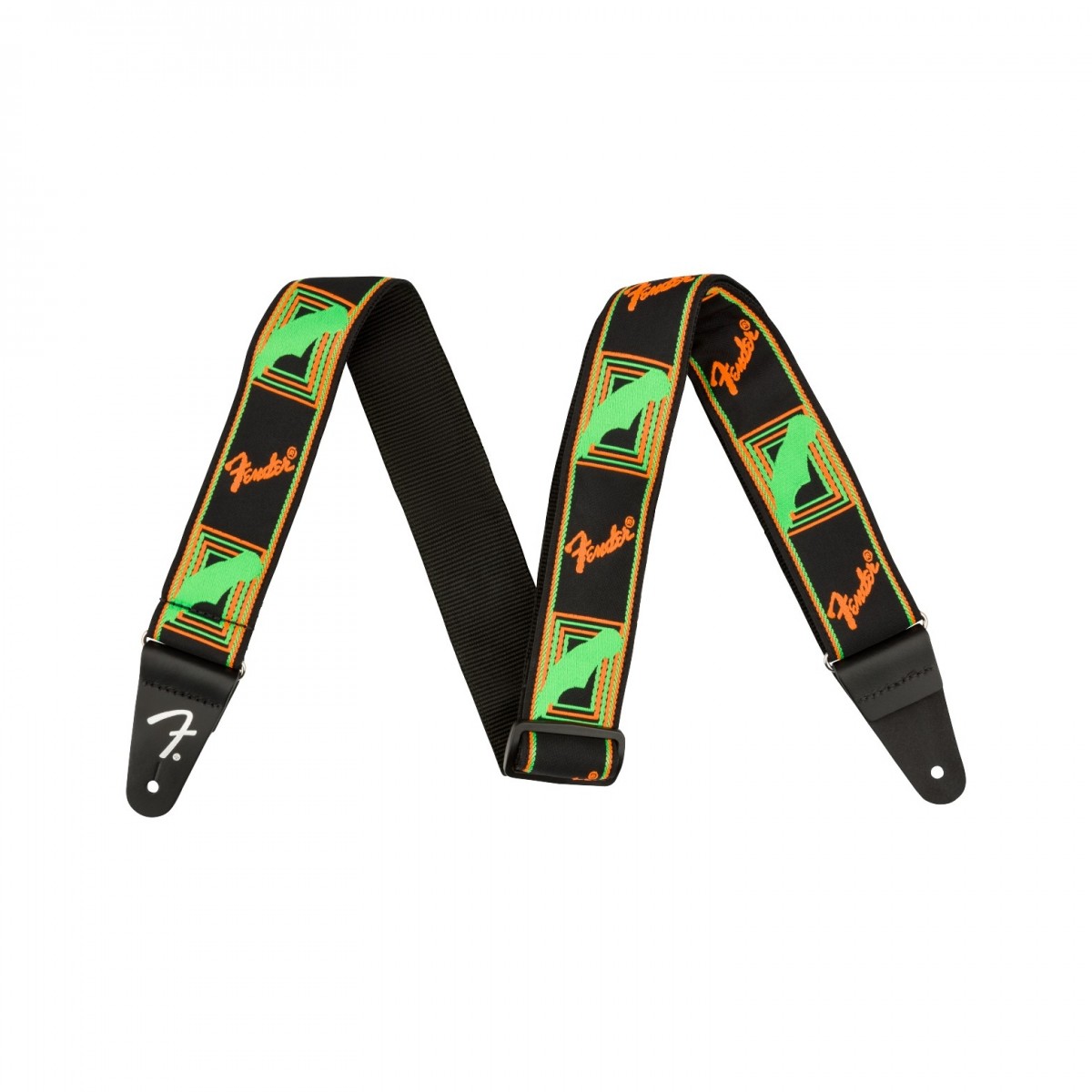Fender Neon Monogram Guitar Strap Green/Orange