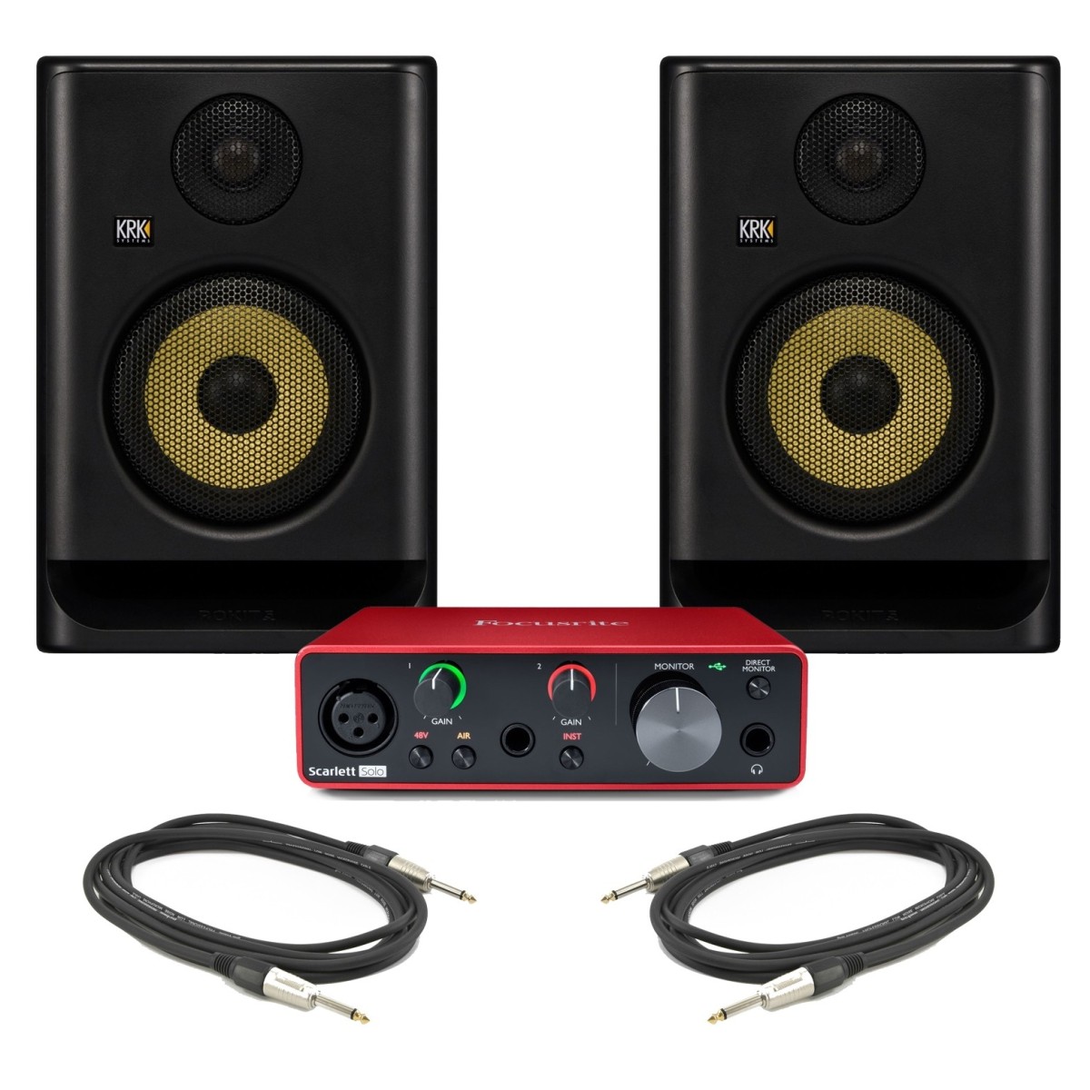 Focusrite Scarlett Solo (3rd Gen) and KRK ROKIT RP5 G5 Studio Monitor Bundle