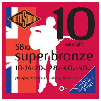 Rotosound Super Bronze SB10 Phosphor Bronze Acoustic Strings 10-50