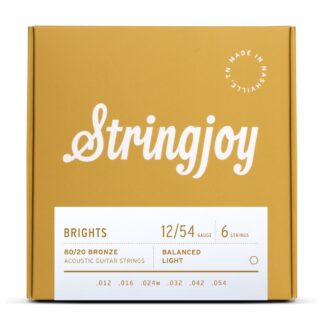 Stringjoy Brights Light Gauge (12-54) 80/20 Bronze Acoustic Guitar Strings
