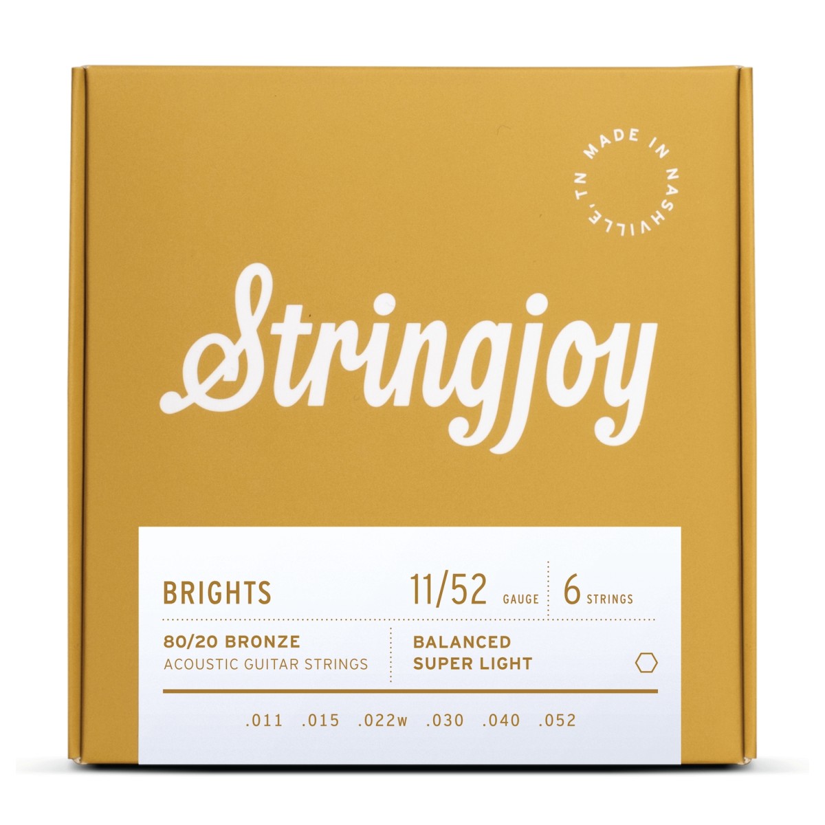 Stringjoy Brights Super Light Gauge (11-52) 80/20 Bronze Acoustic Guitar Strings