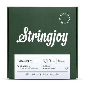 Stringjoy Broadways Classic Super Light Gauge (9-40) Pure Nickel Electric Guitar Strings
