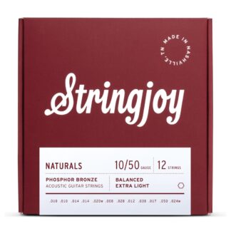 Stringjoy Naturals 12 String Extra Light Gauge (10-50) Phosphor Bronze Acoustic Guitar Strings