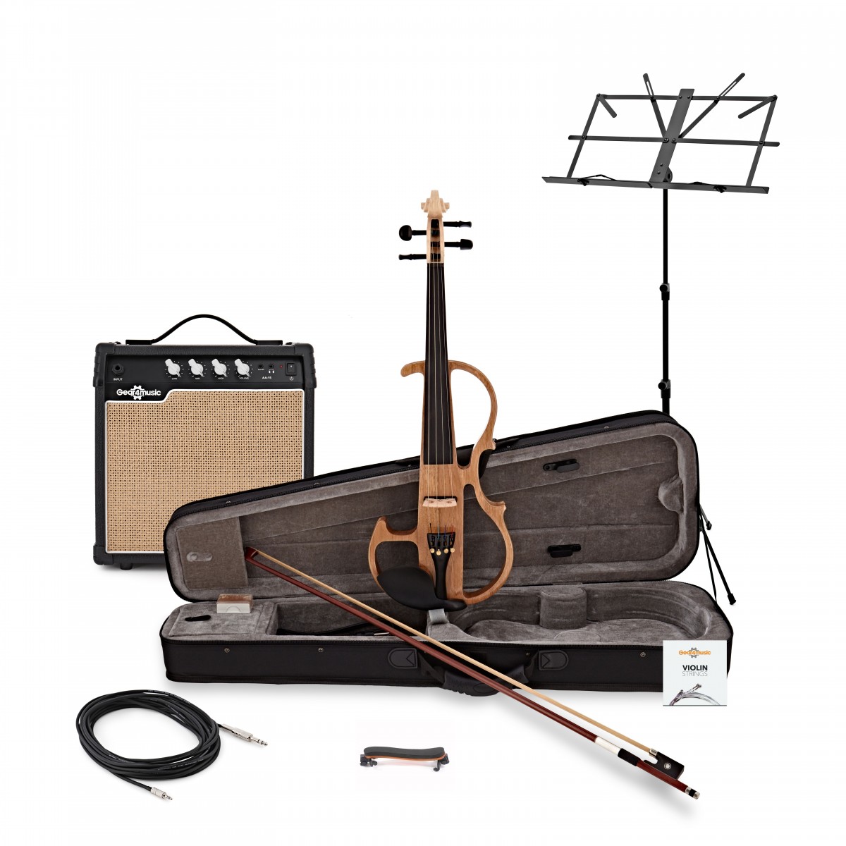 Electric Violin Amp Pack by Gear4music Natural