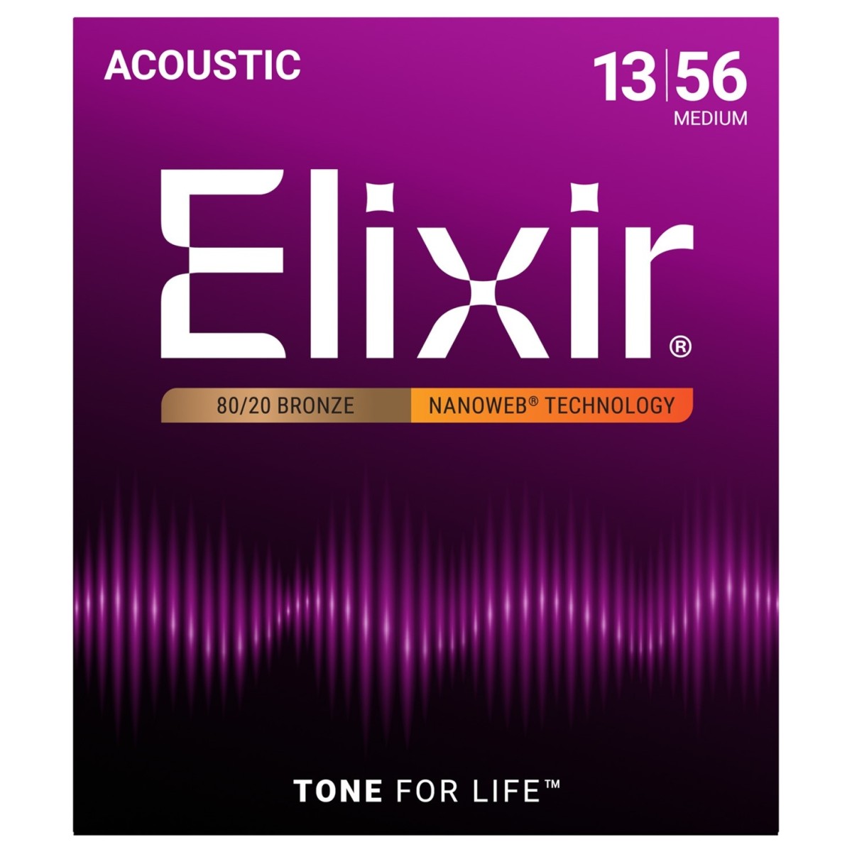 Elixir 11102 NANOWEB Medium Acoustic Strings 13-56