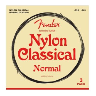 Fender Nylon Acoustic Strings 100 Clear/Silver Tie End Gauges .028-.043 3-Pack