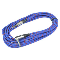 Guitar Lead 3m Braided Straight to Right Angle 1/4" 6.3mm - Blue