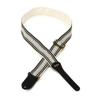 Taylor Academy Strap White/Black Jacquard Cotton 2 Inch Amber Buckle